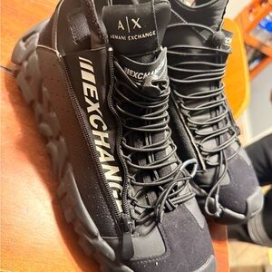 Armani Exchange Men's Black Lace-Up Sneakers